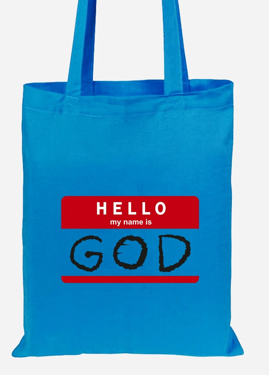 Эко сумка шопер Hello, my name is (92102-2004-BL) синяя MobiPrint Lite (256924113)