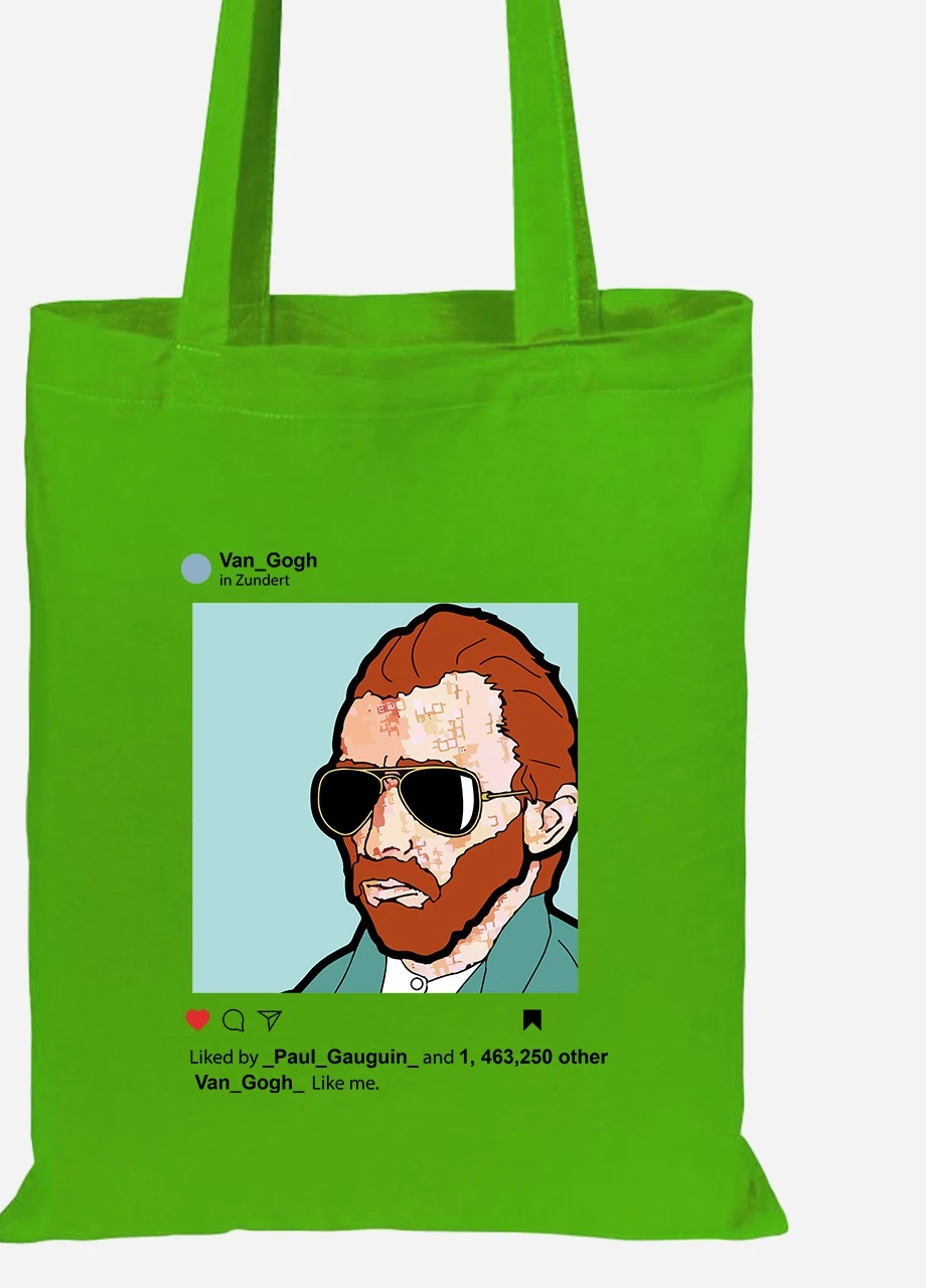 Еко-сумка шоппер Інстаграм Вінсент Ван Гог (Instagram Vincent van Gogh) (92102-2953-LM) салатова MobiPrint Lite (256923262)