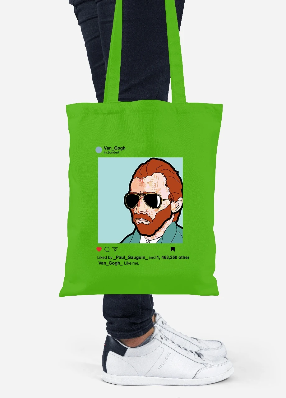 Еко-сумка шоппер Інстаграм Вінсент Ван Гог (Instagram Vincent van Gogh) (92102-2953-LM) салатова MobiPrint Lite (256923262)