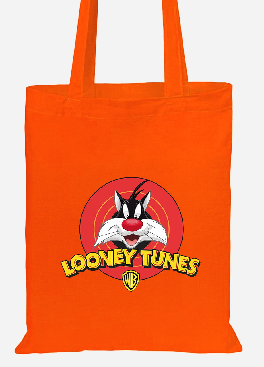 Еко-сумка шоппер Кіт Сильвестр Луні Тюнз (Sylvester the Cat Looney Tunes) (92102-2877-OG) помаранчева MobiPrint Lite (256924212)