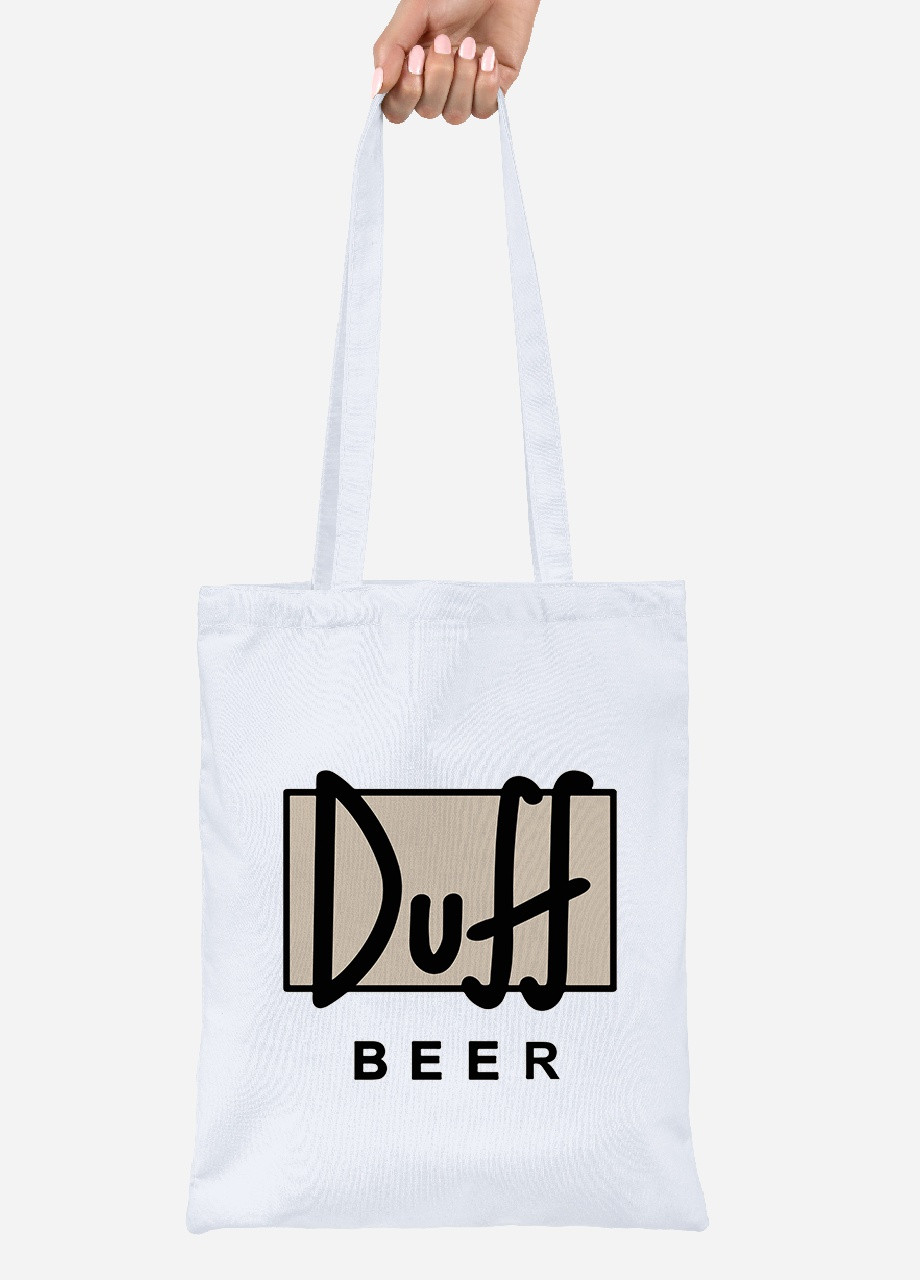 Еко-сумка шоппер Сімпсони Дафф (The Simpsons Duff Beer) (92102-1995) біла MobiPrint Lite (256923437)