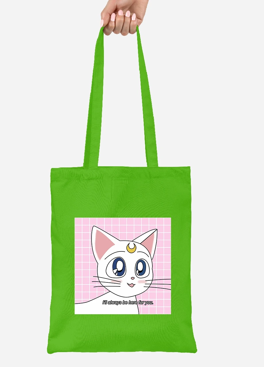 Эко сумка шопер Луна Кошки Сейлор Мун (anime Sailor Moon Cats) (92102-2919-LM) салатовая MobiPrint Lite (256923357)