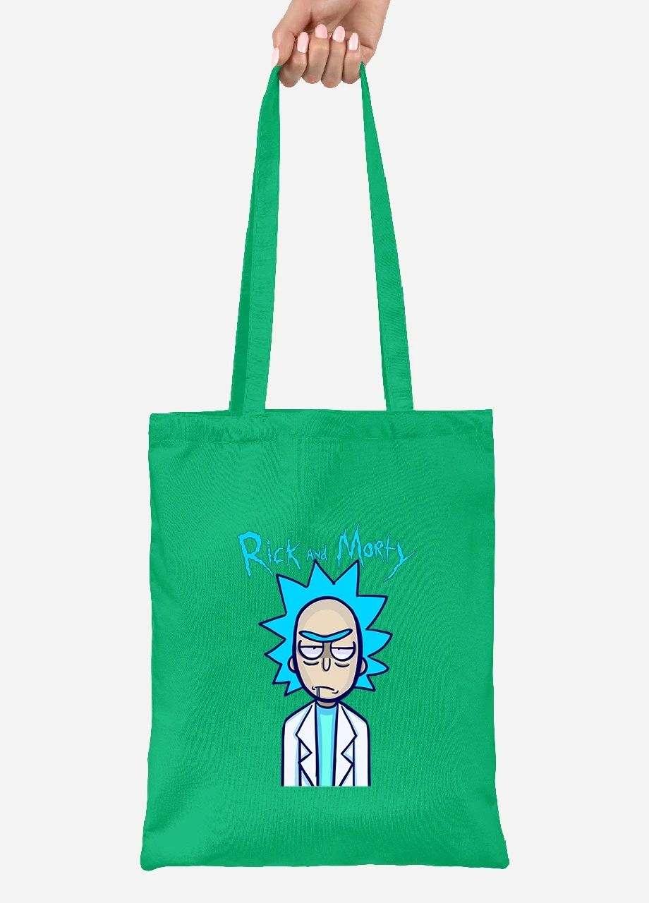 Еко-сумка шоппер Рік Санчез та Морті Сміт Рік та Морті (Rick and Morty) (92102-2938-KG) зелена MobiPrint Lite (256922397)