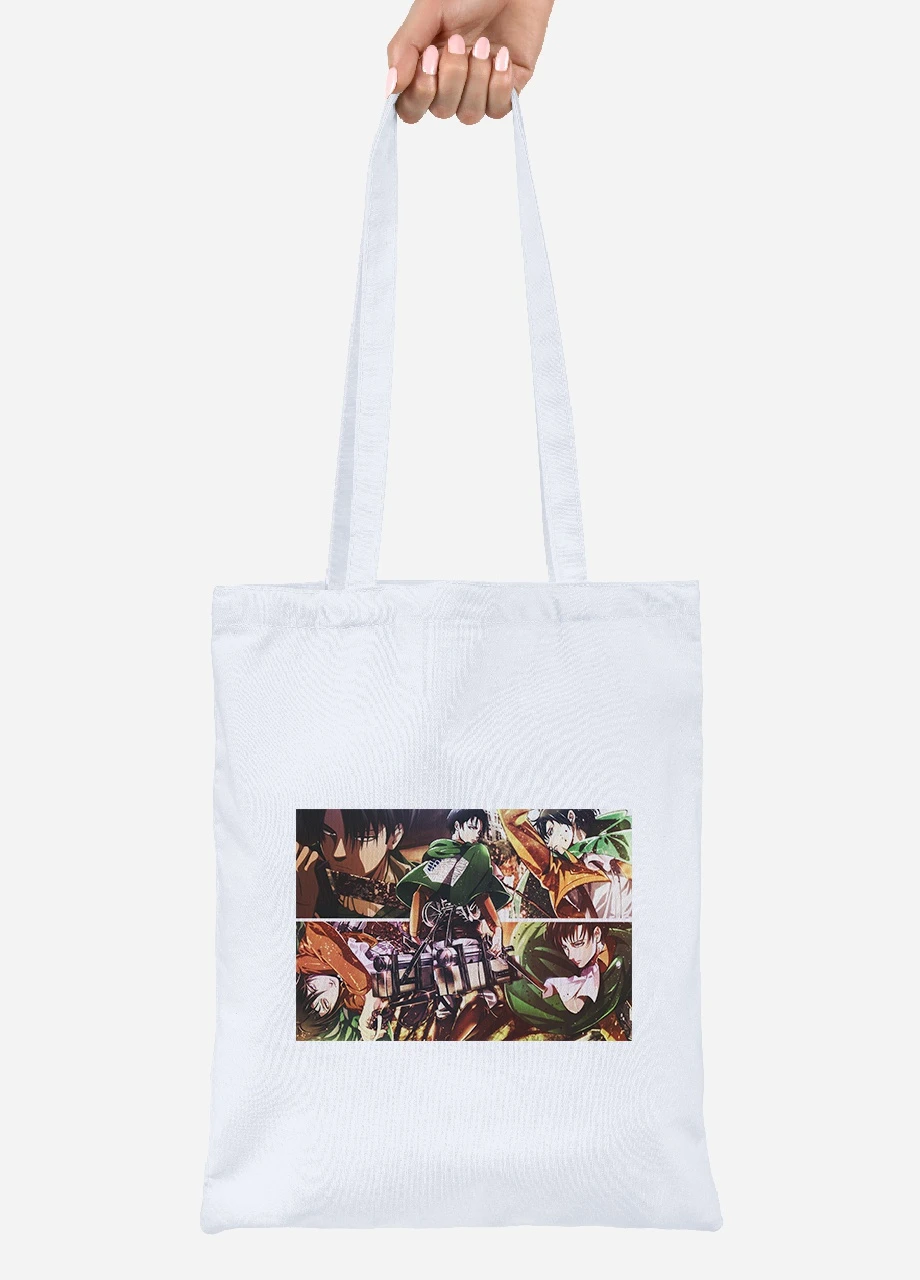Еко-сумка шоппер Атака на титанів (Attack on Titan) (92102-3058) біла MobiPrint Lite (256921980)