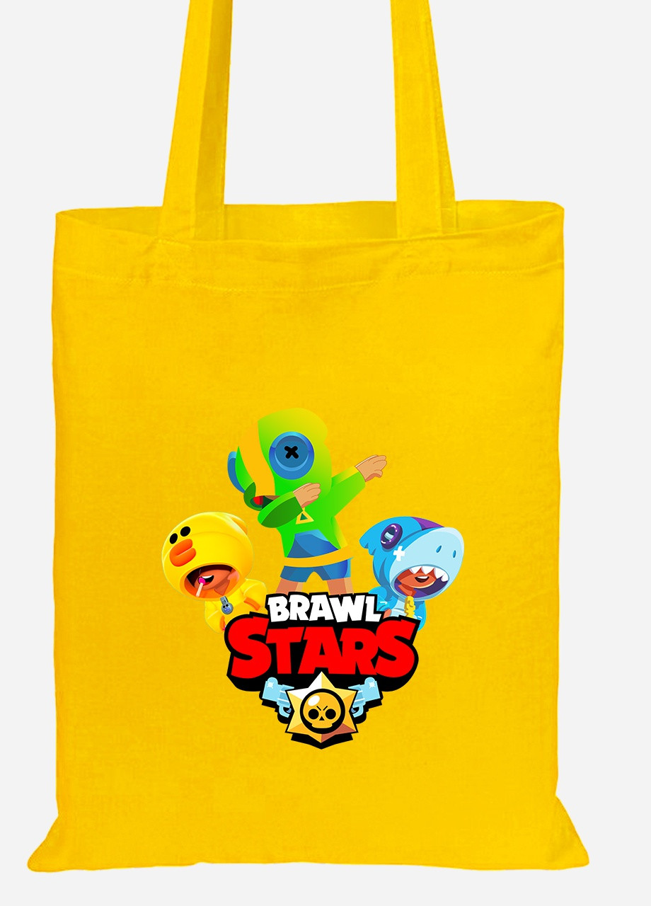 Эко сумка шопер (Brawl Stars) Бравл старс (92102-1703-SY) желтая MobiPrint lite (256921473)