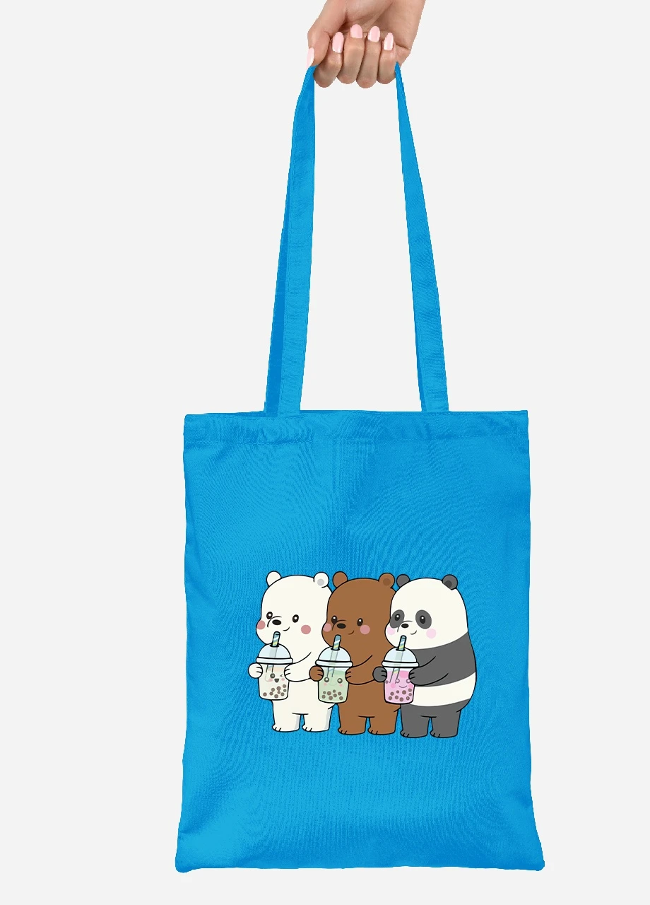 Эко сумка шопер Вся правда о медведях (We Bare Bears) (92102-2896-BL) синяя MobiPrint Lite (256924493)