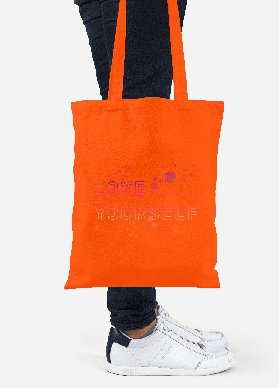 Эко сумка шопер БТС Love yourself (BTS) (92102-3276-OG) оранжевая MobiPrint Lite (256924852)