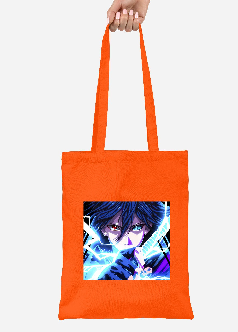 Еко-сумка шоппер Саске Наруто (Uchiha Sasuke, Naruto) (92102-3084-OG) помаранчева MobiPrint lite (256920267)