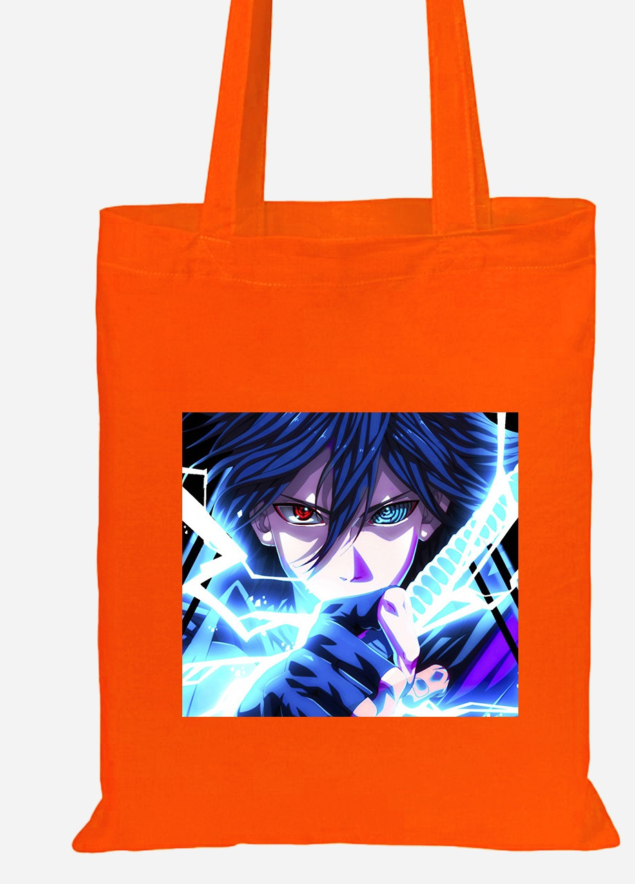 Еко-сумка шоппер Саске Наруто (Uchiha Sasuke, Naruto) (92102-3084-OG) помаранчева MobiPrint Lite (256920267)