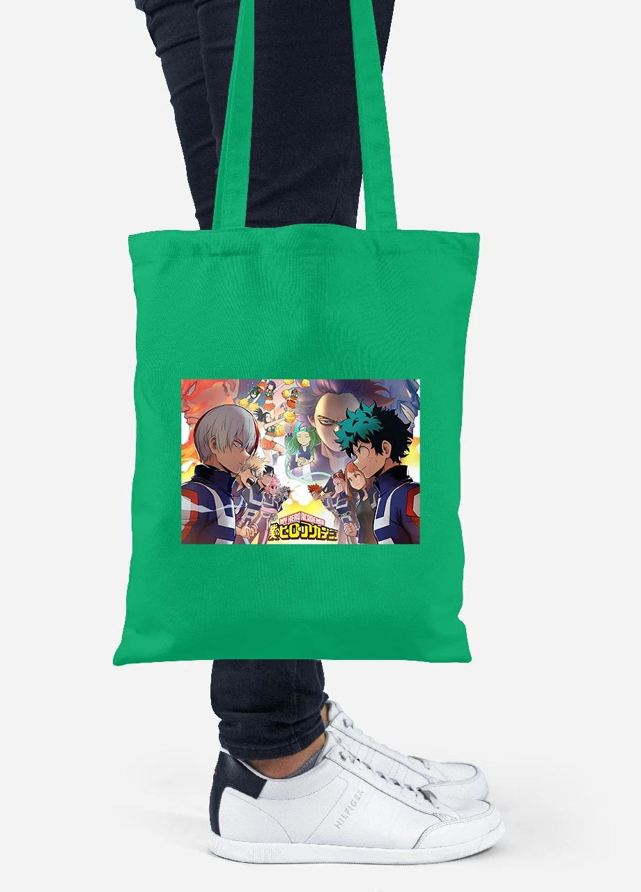 Эко сумка шопер Моя геройская академия (My Hero Academia) (92102-3070-KG) зеленая MobiPrint Lite (256920517)