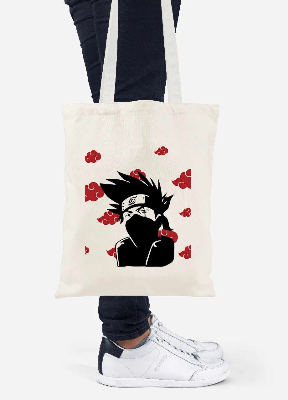 Еко-сумка шоппер Какаші Хатаке Наруто (Hatake Kakashi Naruto) (92102-3054-BG) бежева MobiPrint Lite (256923457)