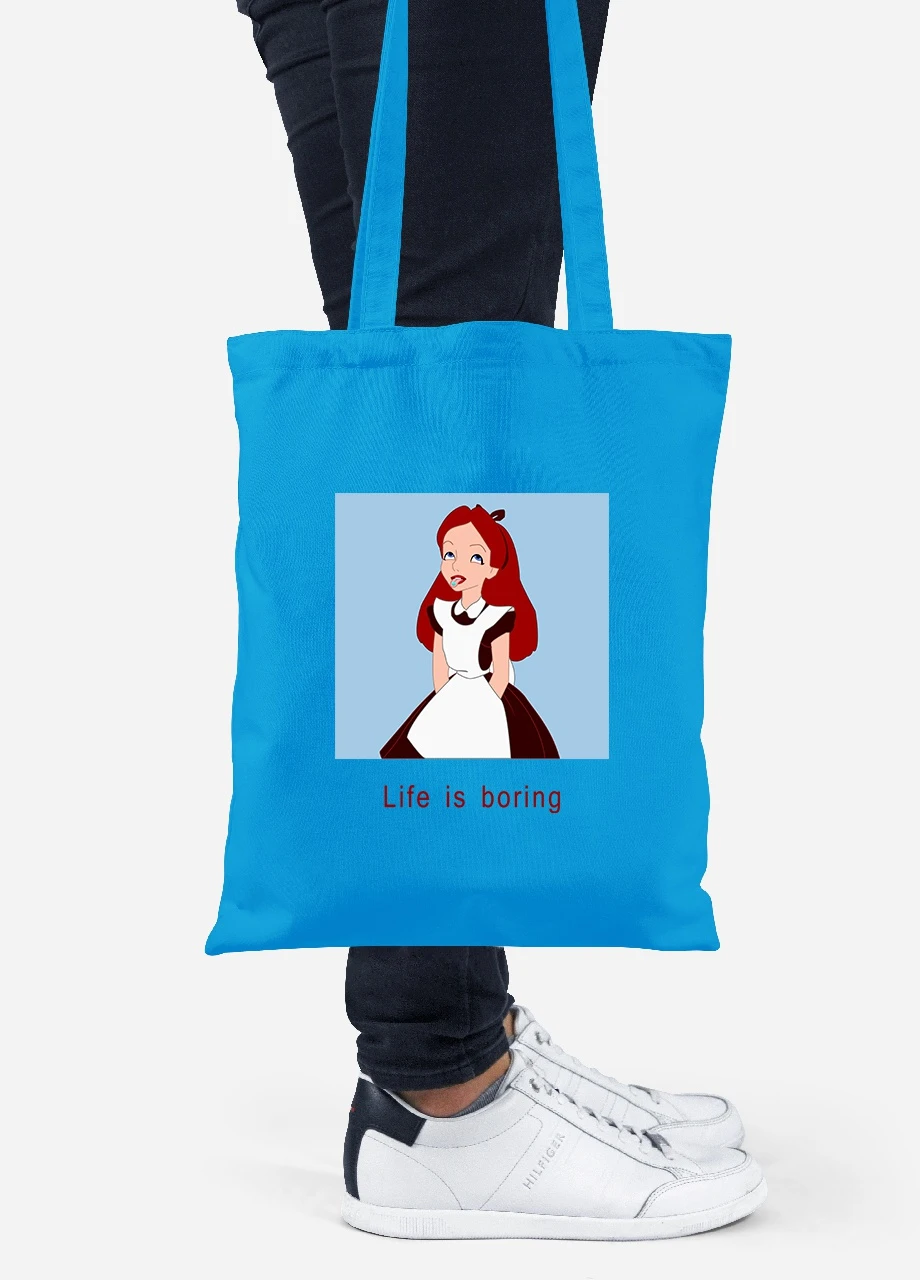 Эко сумка шопер Алиса скукота (92102-1435-BL) синяя MobiPrint Lite (256923246)