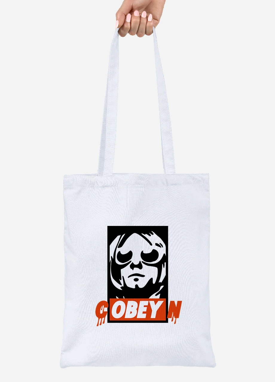 Еко-сумка шоппер cOBEYn (Кобейн) (92102-1990) біла MobiPrint Lite (256920234)