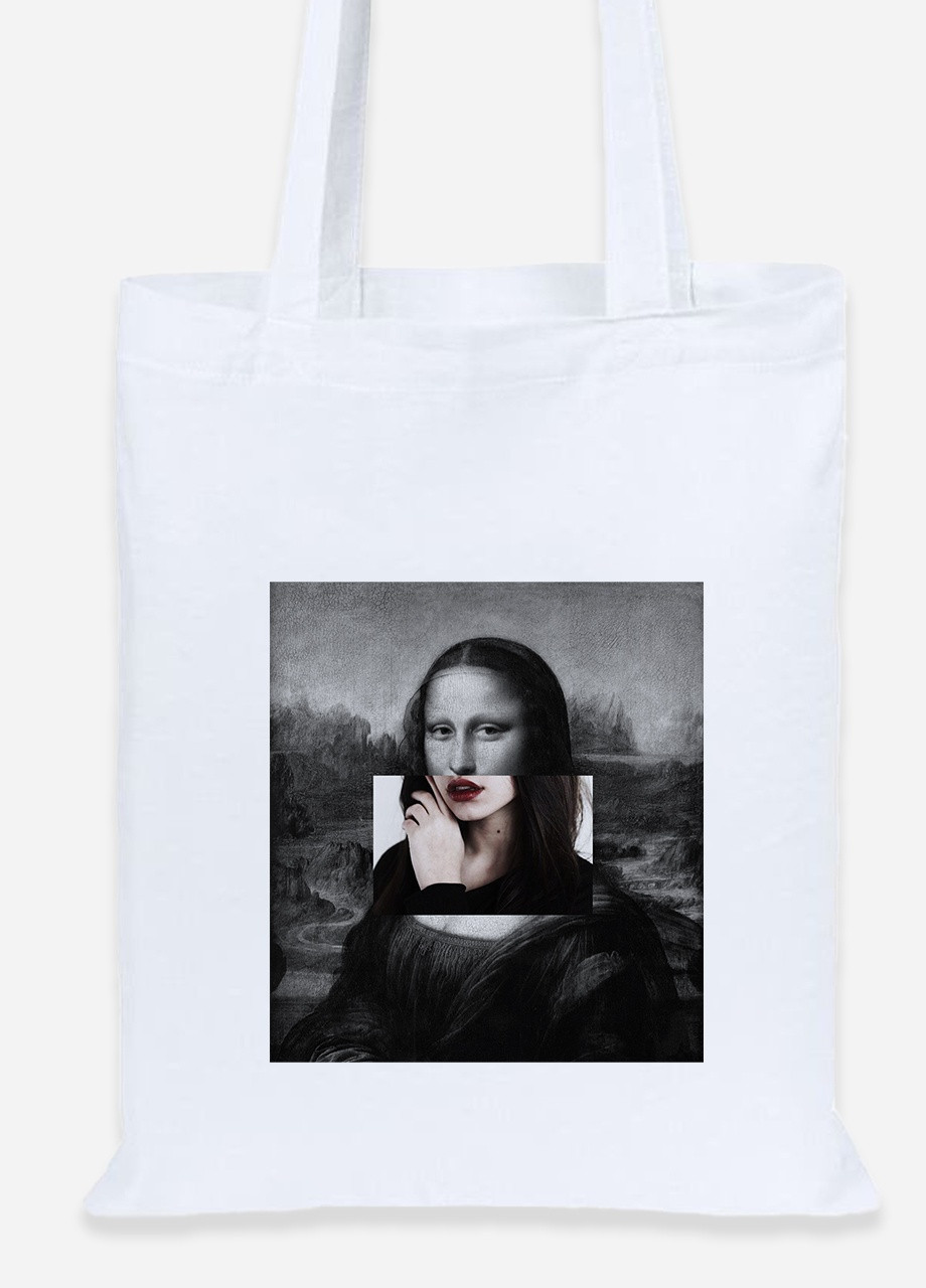 Эко сумка шопер Мона Лиза Джоконда Ренессанс (Renaissance Mona Lisa La Gioconda) (92102-1202) белая MobiPrint lite (256920801)
