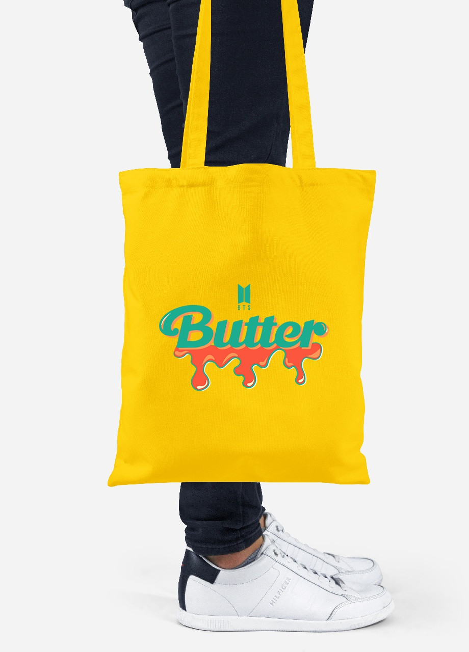 Еко-сумка шоппер Butter БТС (BTS) (92102-3267-SY) жовта MobiPrint Lite (256923057)
