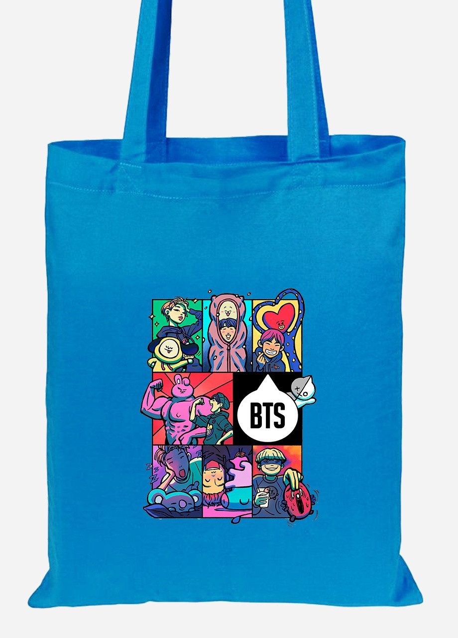 Еко-сумка шоппер БТС (BTS) (92102-1078-BL) синя MobiPrint Lite (256920745)