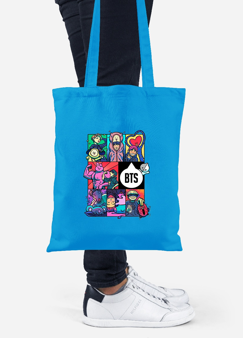 Еко-сумка шоппер БТС (BTS) (92102-1078-BL) синя MobiPrint Lite (256920745)