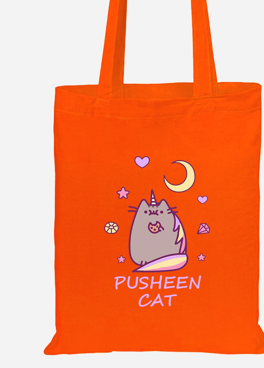 Еко-сумка шоппер Кіт Пушин (Pusheen Cat) (92102-3349-OG) помаранчева MobiPrint Lite (256924533)