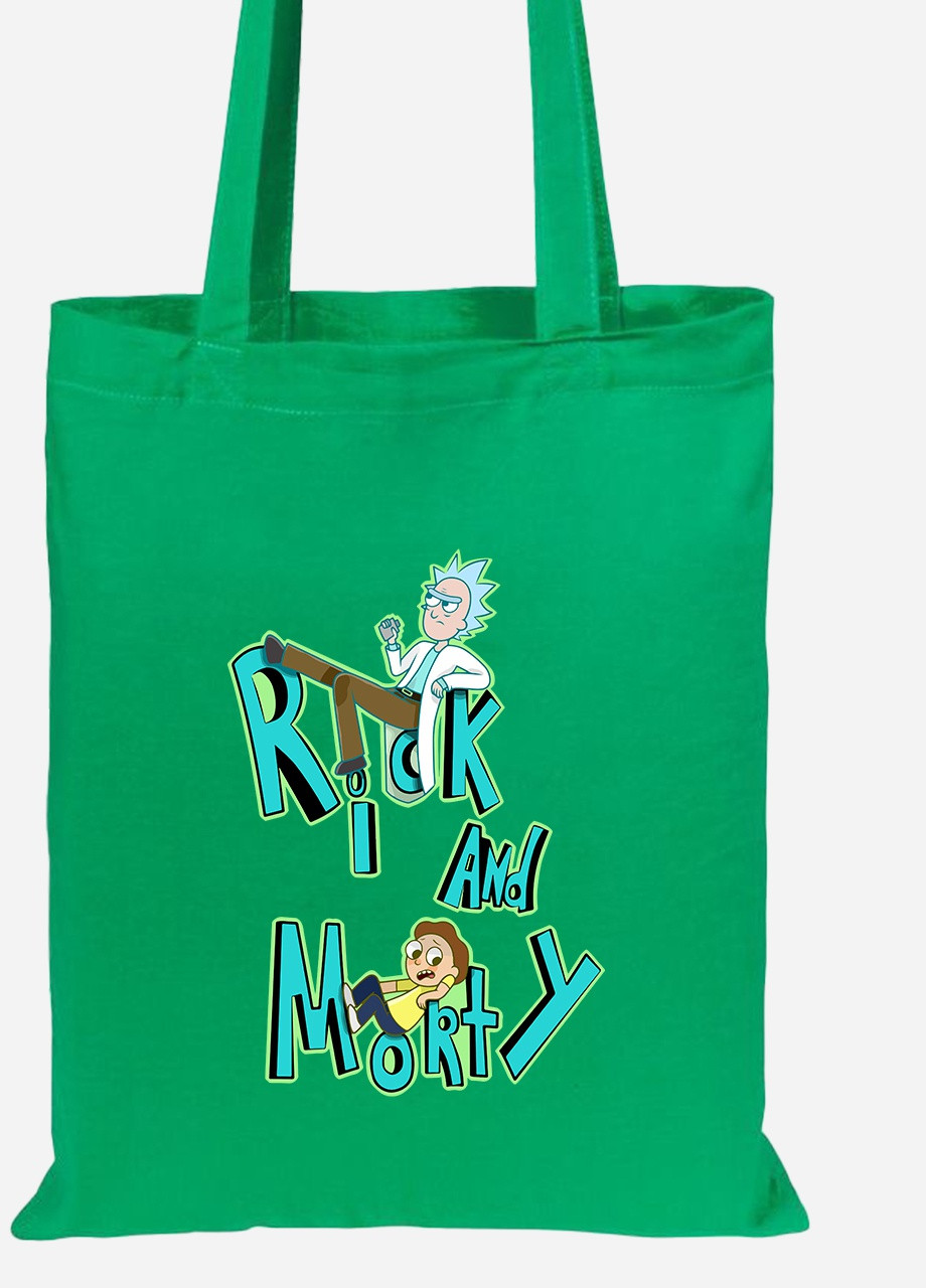 Еко-сумка шоппер Рік Санчез та Морті Сміт Рік та Морті (Rick and Morty) (92102-2939-KG) зелена MobiPrint Lite (256924194)