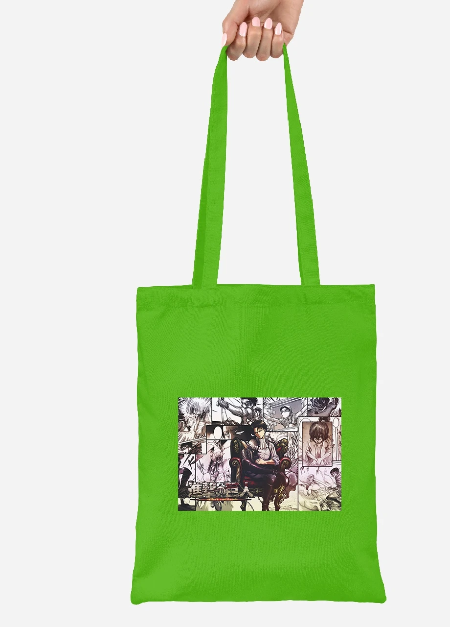 Еко-сумка шоппер Атака на титанів (Attack on Titan) (92102-3057-LM) салатова MobiPrint Lite (256921008)