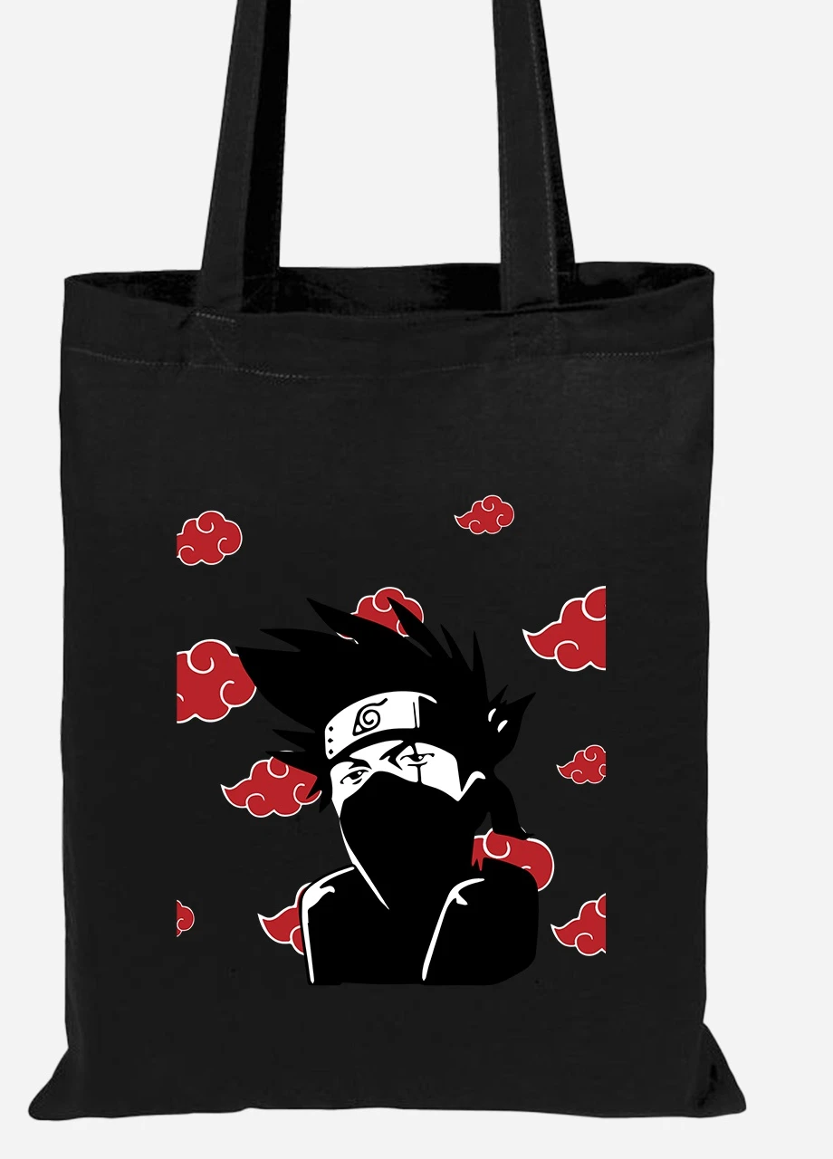 Эко сумка шопер Какаши Хатаке Наруто (Hatake Kakashi Naruto) (92102-3054-BK) черная MobiPrint Lite (256924553)