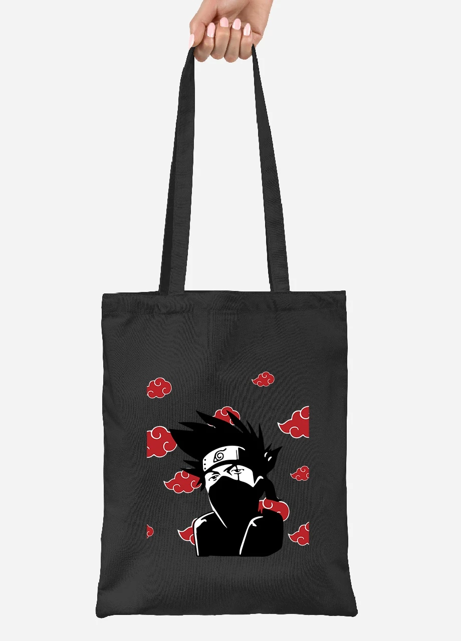 Эко сумка шопер Какаши Хатаке Наруто (Hatake Kakashi Naruto) (92102-3054-BK) черная MobiPrint Lite (256924553)