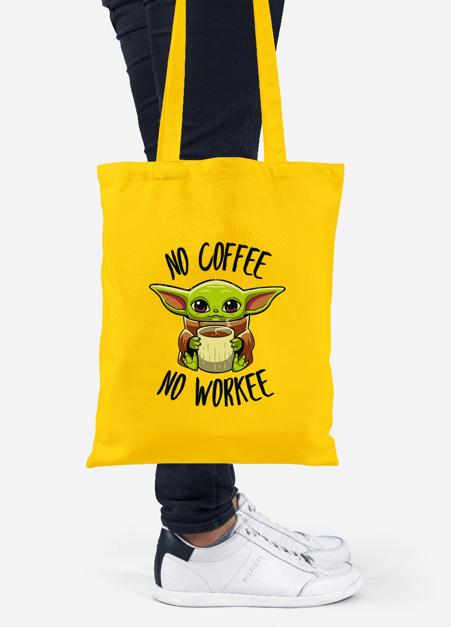 Еко-сумка шоппер Бейбі Йода (92102-1987-SY) жовта MobiPrint Lite (256922489)