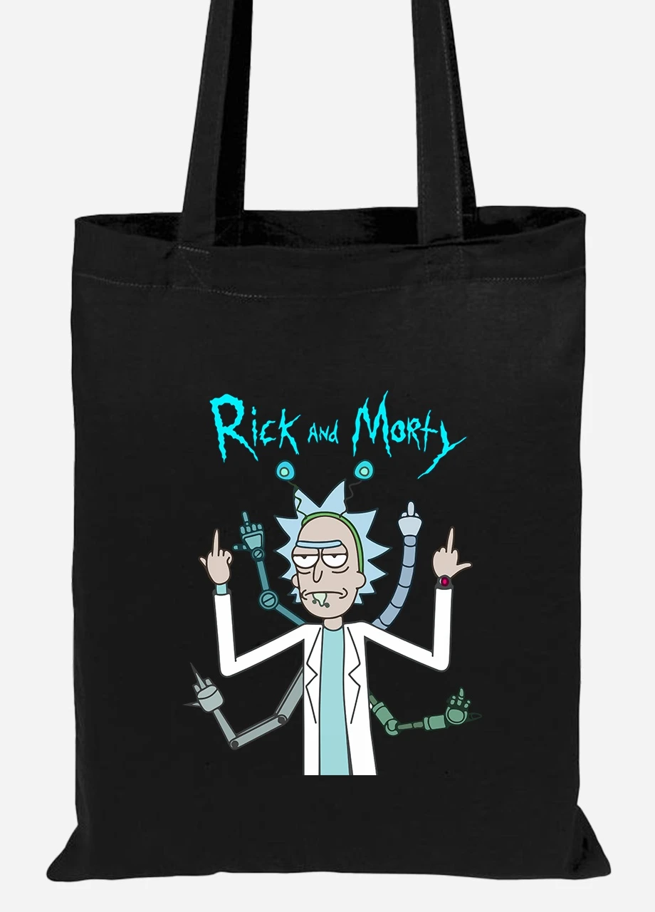 Эко сумка шопер Рик Санчез Рик и Морти (Rick Sanchez Rick and Morty) (92102-2948-BK) черная MobiPrint Lite (256922333)