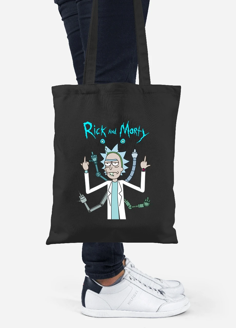 Эко сумка шопер Рик Санчез Рик и Морти (Rick Sanchez Rick and Morty) (92102-2948-BK) черная MobiPrint Lite (256922333)