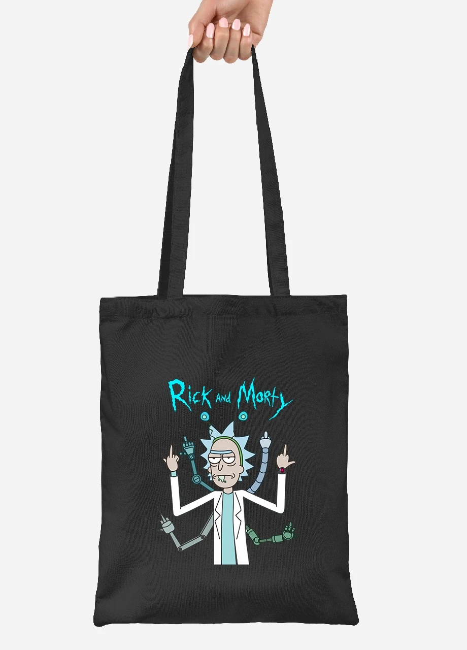 Эко сумка шопер Рик Санчез Рик и Морти (Rick Sanchez Rick and Morty) (92102-2948-BK) черная MobiPrint Lite (256922333)