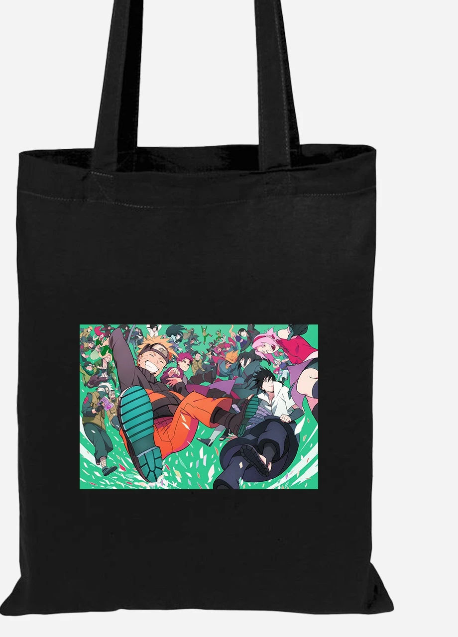Еко-сумка шоппер Наруто (Naruto) (92102-3091-BK) чорна MobiPrint Lite (256920726)