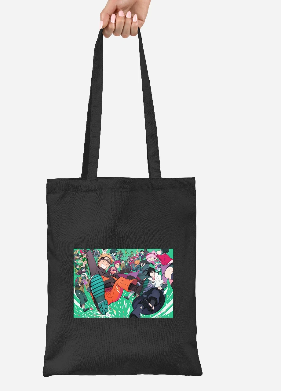 Еко-сумка шоппер Наруто (Naruto) (92102-3091-BK) чорна MobiPrint Lite (256920726)