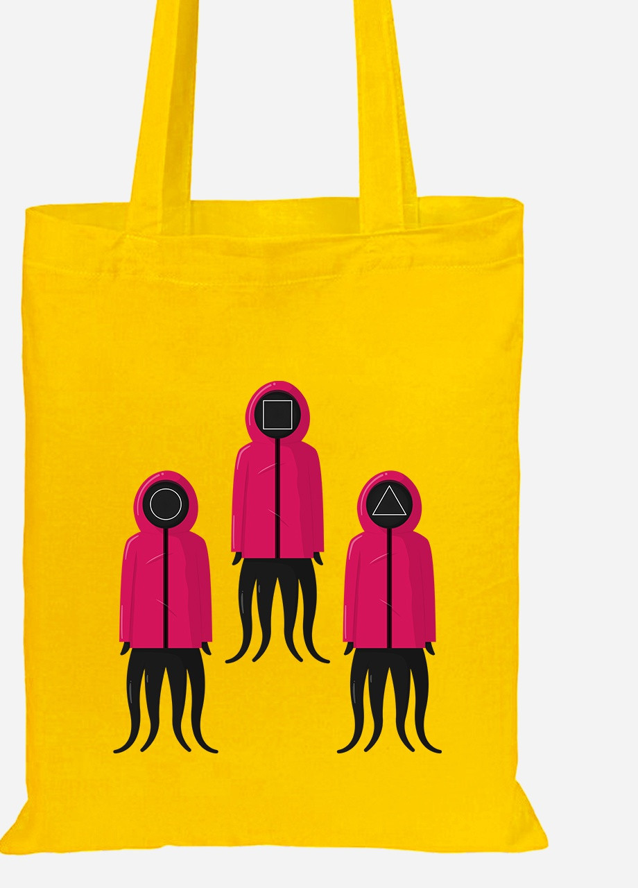 Эко сумка шопер Солдаты Игра в кальмара (Squid Game) (92102-3366-SY) желтая MobiPrint Lite (256923339)