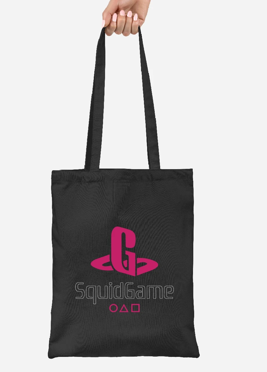 Еко-сумка шоппер Гра в кальмара (PlayStation Squid Game) (92102-3370-BK) чорна MobiPrint Lite (256923704)
