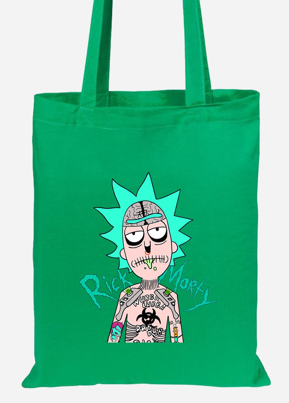 Еко-сумка шоппер Морті Сміт Рік та Морті (Morty Smith Rick and Morty) (92102-2930-KG) зелена MobiPrint Lite (256924701)