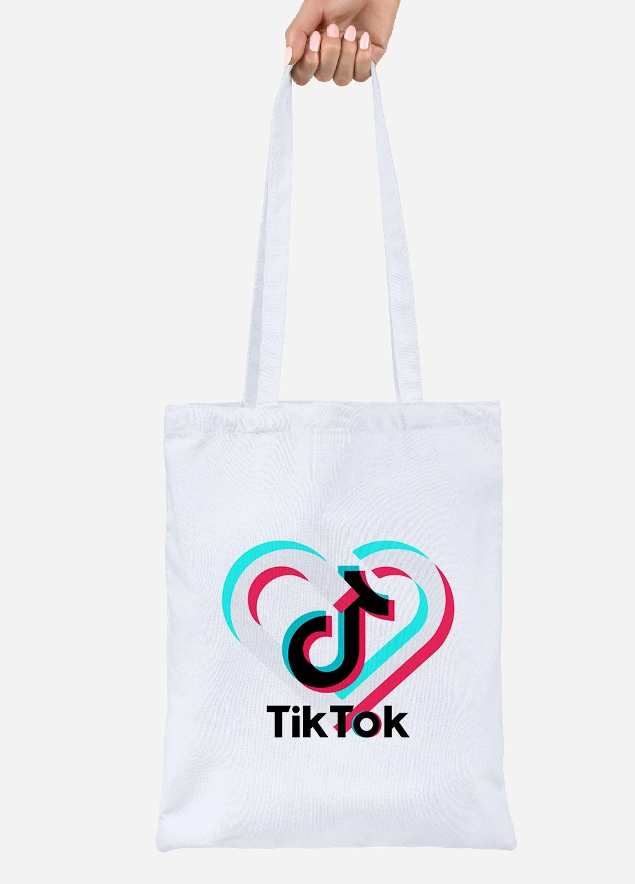 Эко сумка шопер Tik Tok (92102-1942) белая MobiPrint Lite (256924394)