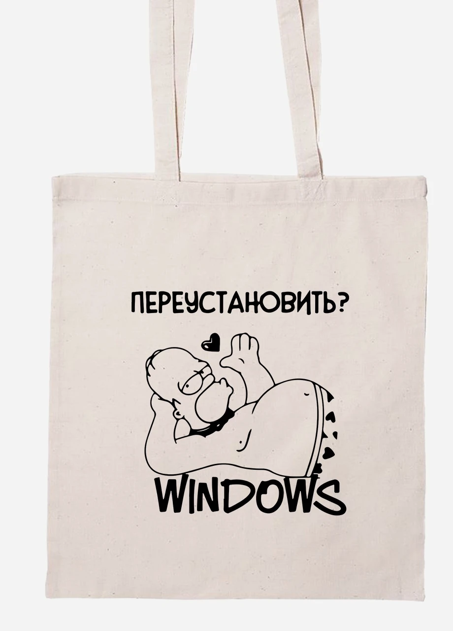 Эко сумка шопер переустановить виндовс (92102-1553-BG) бежевая MobiPrint Lite (256922259)