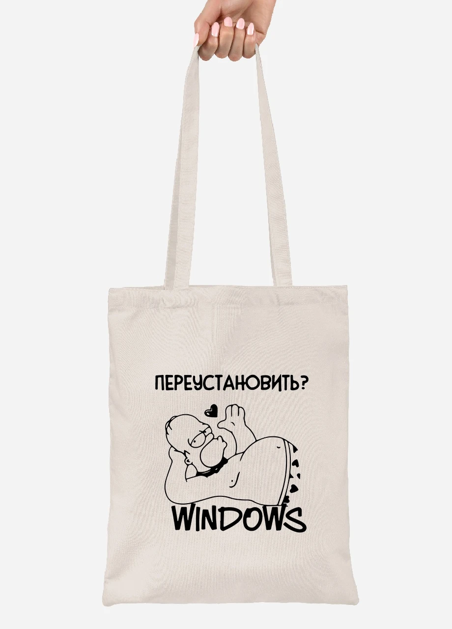Эко сумка шопер переустановить виндовс (92102-1553-BG) бежевая MobiPrint Lite (256922259)