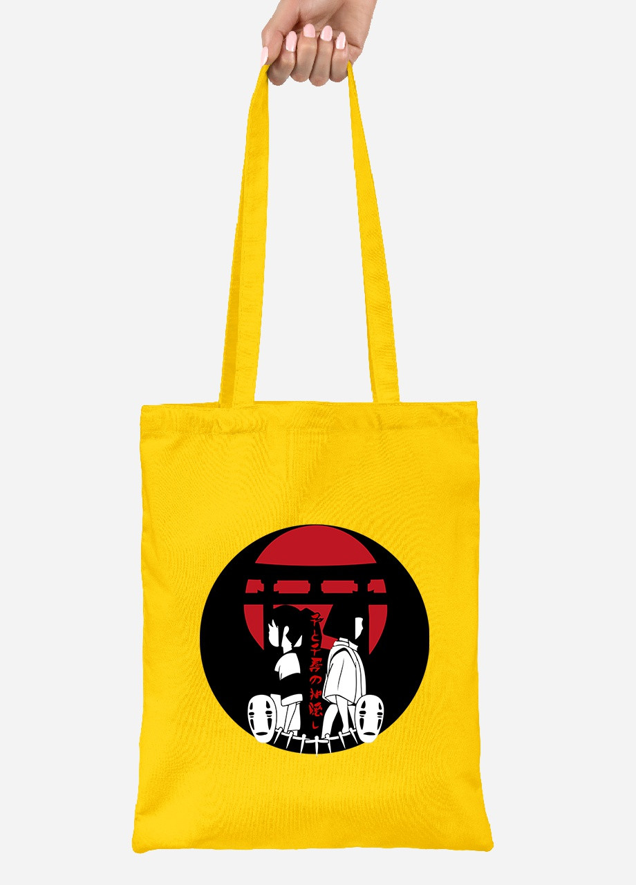Еко-сумка шоппер Тихіро Огіно Сен та Хаку Віднесені привидами (Spirited Away) (92102-2649-SY) жовта MobiPrint Lite (256923637)