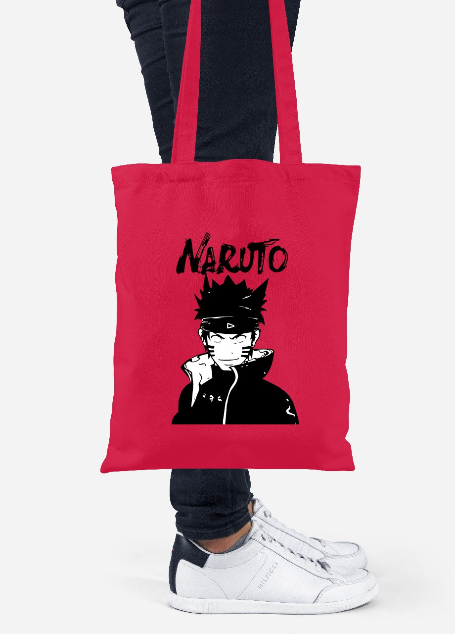 Еко-сумка шоппер Наруто (Naruto) (92102-3338-RD) червона MobiPrint Lite (256923517)