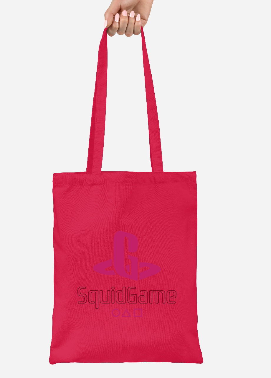 Эко сумка шопер Игра в кальмара (PlayStation Squid Game) (92102-3370-RD) красная MobiPrint Lite (256924684)