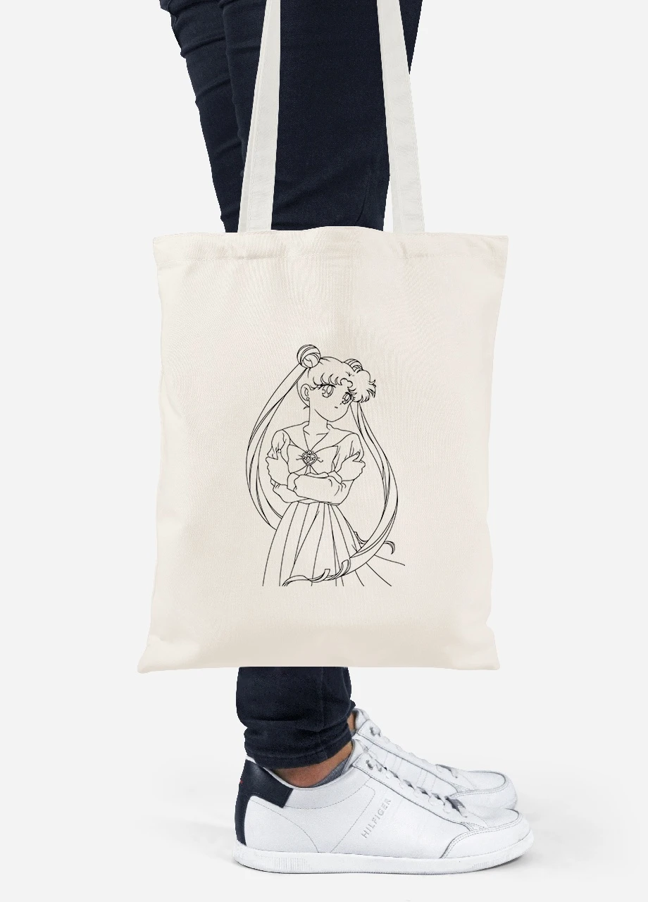 Эко сумка шопер Сейлор Мун (Sailor Moon) (92102-1768-BG) бежевая MobiPrint Lite (256921864)