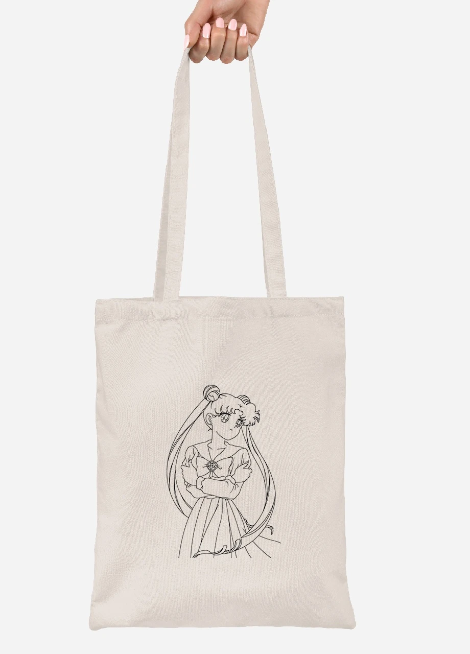 Эко сумка шопер Сейлор Мун (Sailor Moon) (92102-1768-BG) бежевая MobiPrint Lite (256921864)