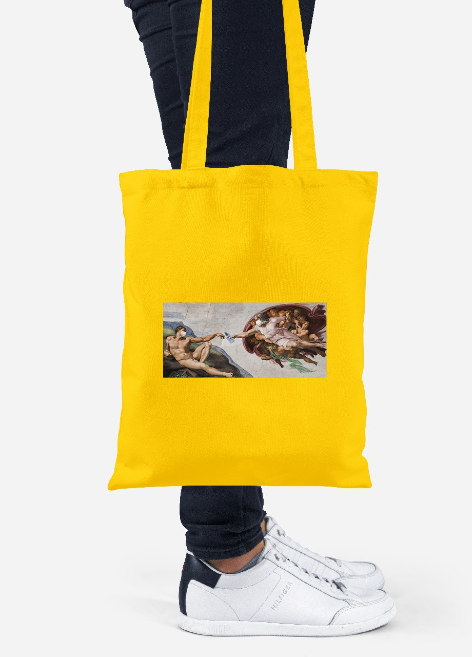 Эко сумка шопер Божественное прикосновение (92102-1414-SY) желтая MobiPrint Lite (256923696)