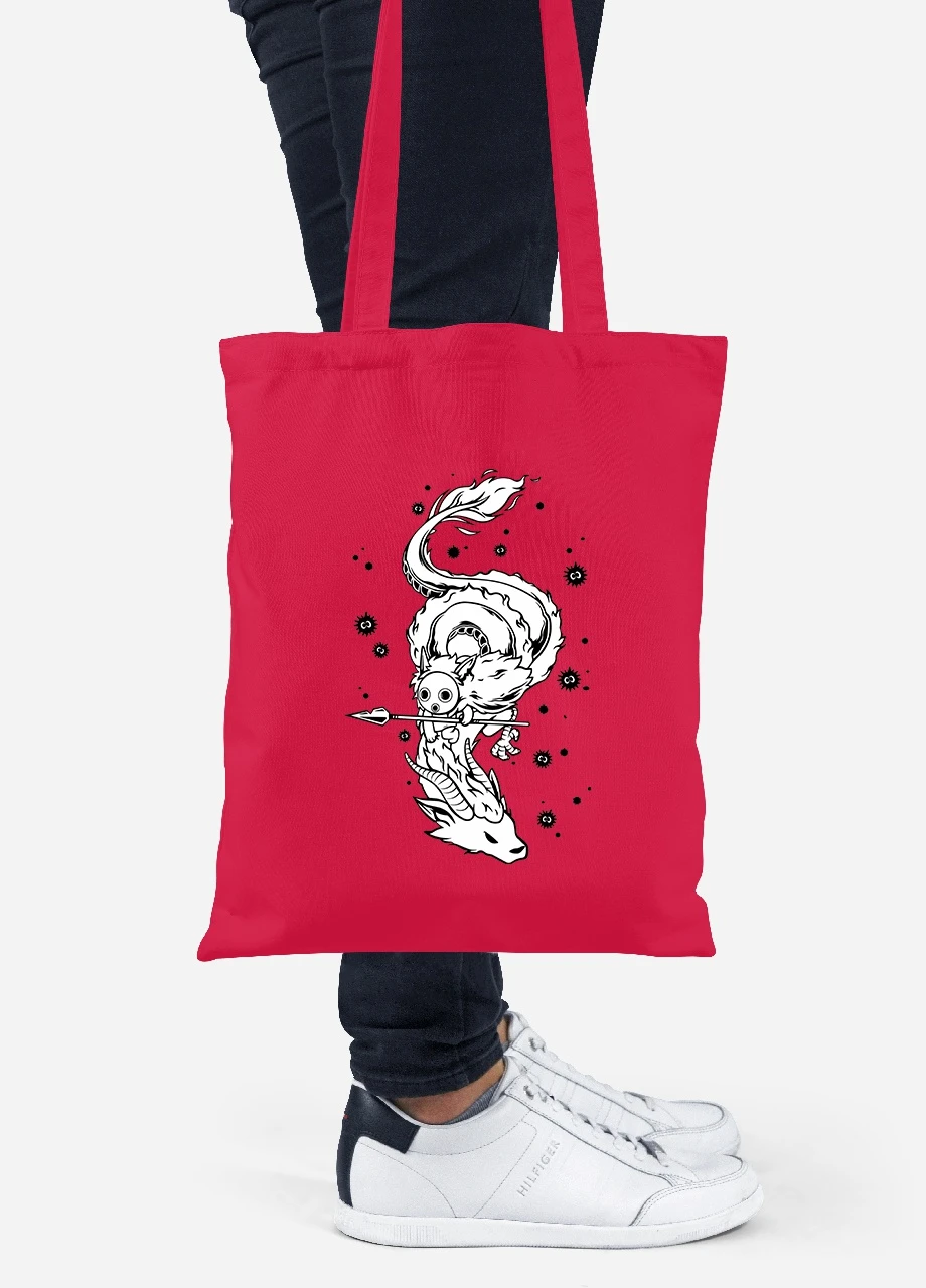 Эко сумка шопер Хаку Унесённые призраками (Spirited Away) (92102-2833-RD) красная MobiPrint Lite (256923838)
