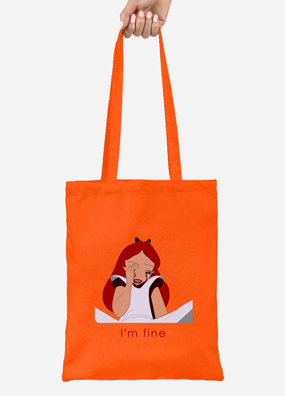 Эко сумка шопер Алиса все впорядке (92102-1440-OG) оранжевая MobiPrint lite (256920968)