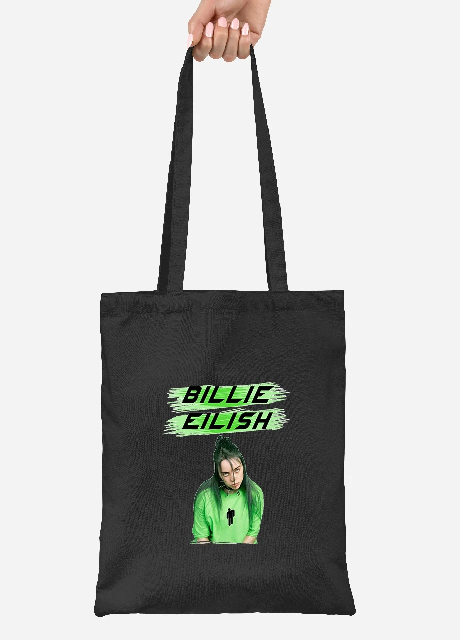 Эко сумка шопер Билли Айлиш (Billie Eilish) (92102-1207-BK) черная MobiPrint Lite (256921269)