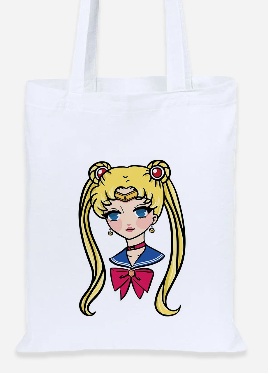 Еко-сумка шоппер Сейлор Мун (Sailor Moon) (92102-2926) біла MobiPrint Lite (256924005)