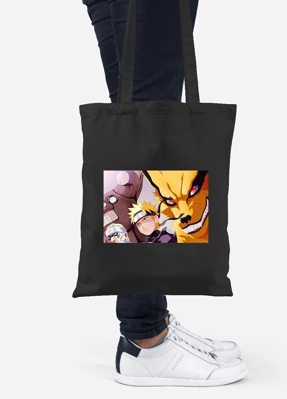 Эко сумка шопер Наруто (Naruto) (92102-3095-BK) черная MobiPrint Lite (256923223)