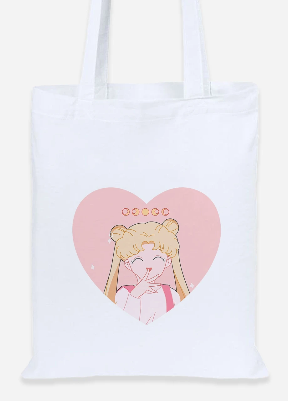 Еко-сумка шоппер Місяць Кішки Сейлор Мун (anime Sailor Moon Cats) (92102-2922) біла MobiPrint Lite (256920845)